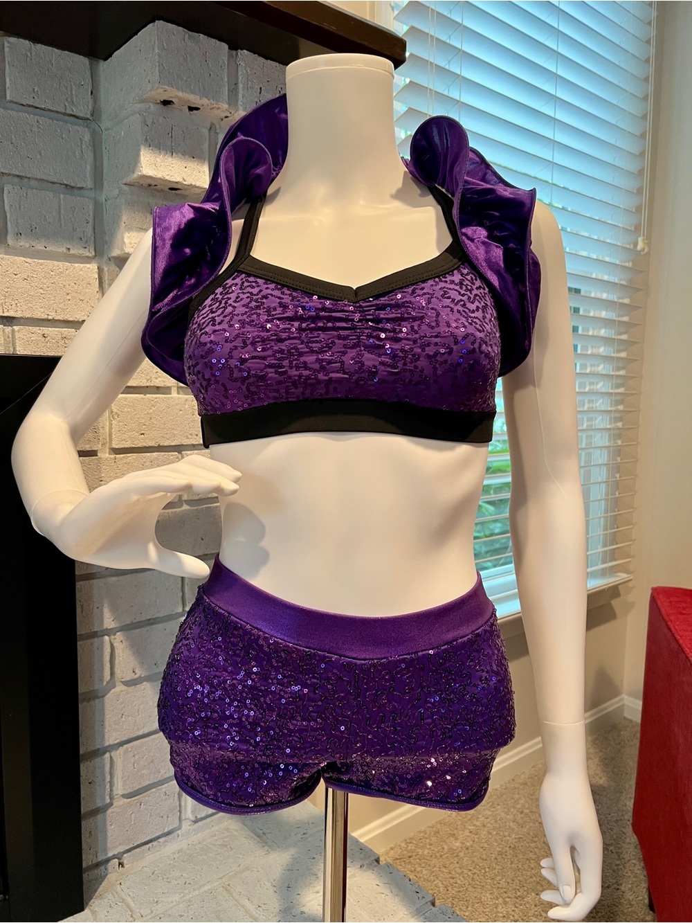 Purple Sequin Bralette & Short Set - Women Intimates